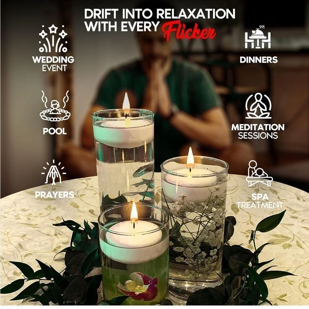Charisma Premium White Floating Candles - 24 Pack (071)